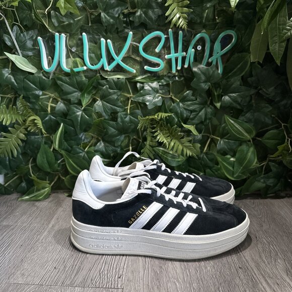 Adidas Gazelle Stacked Women's Size 9 US HQ6912 Black White Gum Athletic Shoes